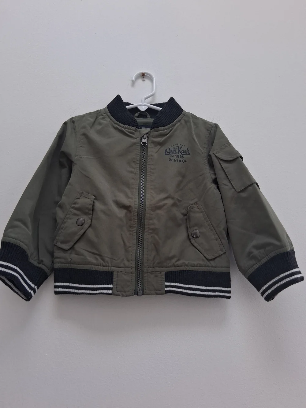 OshKosh B'gosh Olive Green Baby/Toddler Bomber Jacket Utility Size 24 Months